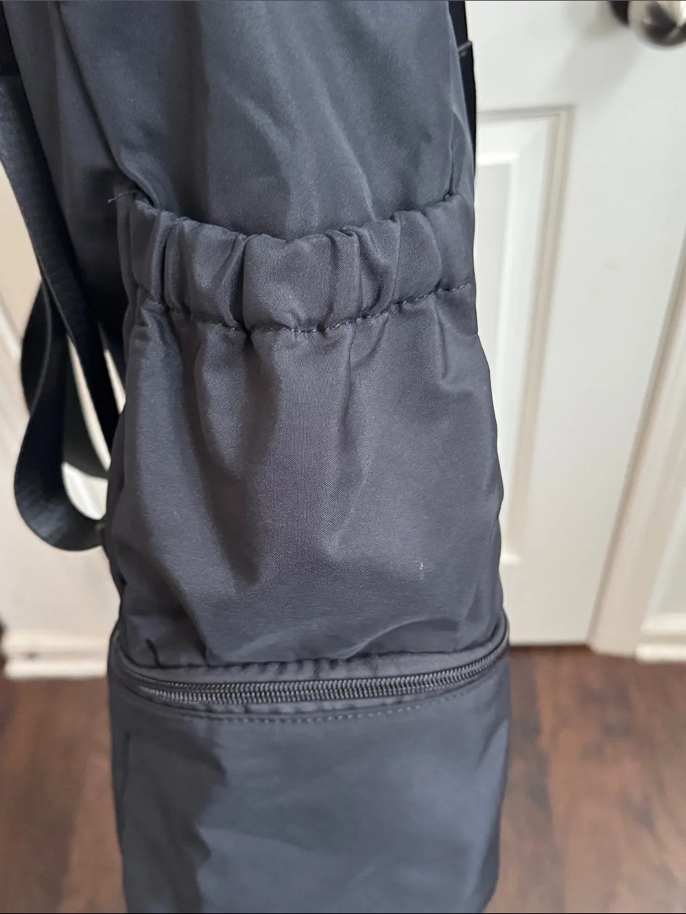Beyond Yoga Black Drawstring Tote with Front Zip Compartment